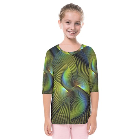 Fractal Abstract Design Fractal Art Kids  Quarter Sleeve Raglan Tee by Celenk