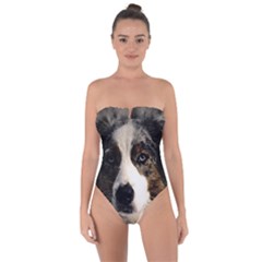 Dog Pet Art Abstract Vintage Tie Back One Piece Swimsuit by Celenk
