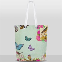 Whimsical Shabby Chic Collage Full Print Rope Handle Tote (small) by NouveauDesign