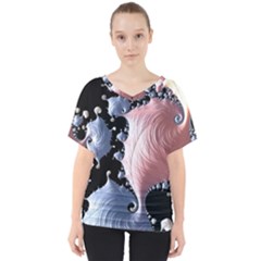 Fractal Art Design Fantasy Science V-neck Dolman Drape Top by Celenk