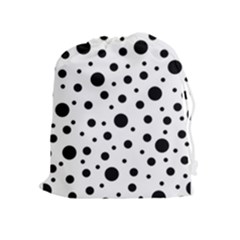 Black On White Polka Dot Pattern Drawstring Pouches (extra Large) by LoolyElzayat