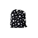 White On Black Polka Dot Pattern Drawstring Pouches (Small)  View2