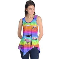 Horses In Rainbow Sleeveless Tunic by CosmicEsoteric