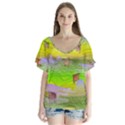 Cows and Clouds in the Green Fields V-Neck Flutter Sleeve Top View1