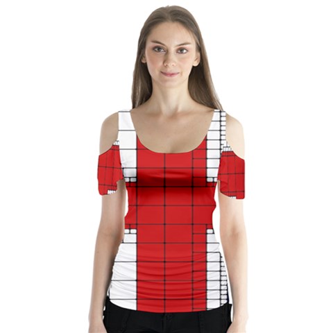 Union Jack Flag Uk Patriotic Butterfly Sleeve Cutout Tee  by Celenk