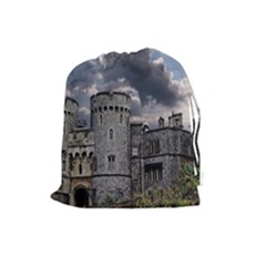 Castle Building Architecture Drawstring Pouches (large)  by Celenk