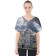 Castle Building Architecture V-neck Dolman Drape Top by Celenk
