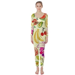 Cute Fruits Pattern Long Sleeve Catsuit by paulaoliveiradesign