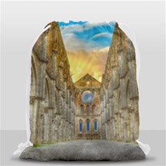 Abbey Ruin Architecture Medieval Drawstring Bag (small) by Celenk