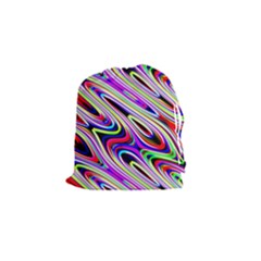 Multi Color Wave Abstract Pattern Drawstring Pouches (small)  by Celenk