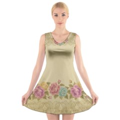 Shabby Country V-neck Sleeveless Skater Dress by NouveauDesign