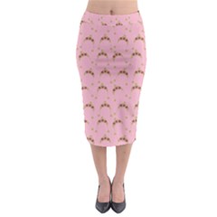 Pink Beige Hats Midi Pencil Skirt by snowwhitegirl