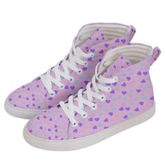 Blue Pink Hearts Men s Hi-top Skate Sneakers by snowwhitegirl