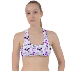 Purple Cherries Criss Cross Racerback Sports Bra by snowwhitegirl