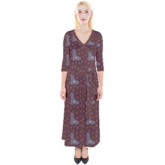 Deer Boots Brown Quarter Sleeve Wrap Maxi Dress by snowwhitegirl