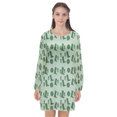 Green Boots Long Sleeve Chiffon Shift Dress  by snowwhitegirl