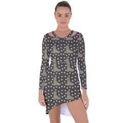 Charcoal Boots Asymmetric Cut-out Shift Dress by snowwhitegirl