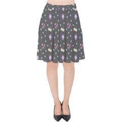 Cakes Yellow Pink Dot Sundaes Grey Velvet High Waist Skirt by snowwhitegirl