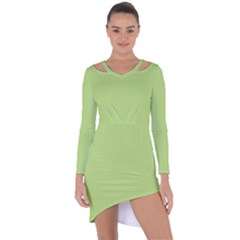 Grassy Green Asymmetric Cut-out Shift Dress by snowwhitegirl
