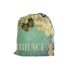 Embrace Shabby Chic Collage Drawstring Pouches (large)  by NouveauDesign