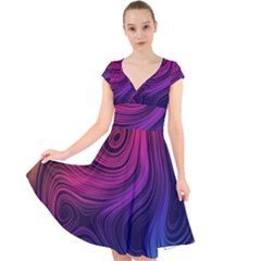 Abstract Pattern Art Wallpaper Cap Sleeve Front Wrap Midi Dress by Nexatart