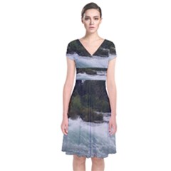 Sightseeing At Niagara Falls Short Sleeve Front Wrap Dress by canvasngiftshop