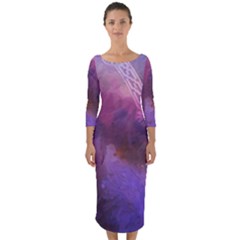 Ultra Violet Dream Girl Quarter Sleeve Midi Bodycon Dress by NouveauDesign