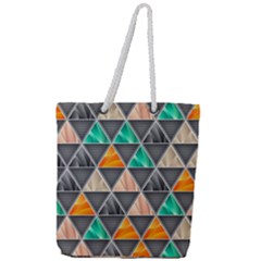 Abstract Geometric Triangle Shape Full Print Rope Handle Tote (large) by Nexatart