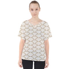 Gold,white,art Deco,vintage,shell Pattern,asian Pattern,elegant,chic,beautiful V-neck Dolman Drape Top by NouveauDesign