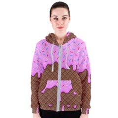 Chocolate And Strawberry Icecream Women s Zipper Hoodie by jumpercat