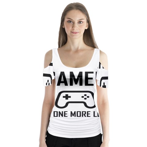 Gamer Butterfly Sleeve Cutout Tee  by Valentinaart
