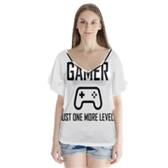 Gamer V-neck Flutter Sleeve Top by Valentinaart