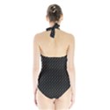 Pink Flowers On Black Halter Swimsuit View2