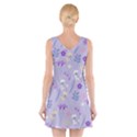 violet,lavender,cute,floral,pink,purple,pattern,girly,modern,trendy V-Neck Sleeveless Skater Dress View2