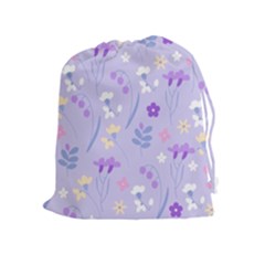 Violet,lavender,cute,floral,pink,purple,pattern,girly,modern,trendy Drawstring Pouches (extra Large) by NouveauDesign