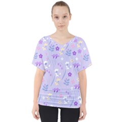 Violet,lavender,cute,floral,pink,purple,pattern,girly,modern,trendy V-neck Dolman Drape Top by NouveauDesign