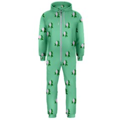 Pink Flowers Green Big Hooded Jumpsuit (men)  by snowwhitegirl
