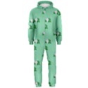 Pink Flowers Green Big Hooded Jumpsuit (Men)  View1