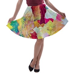 Art Detail Abstract Painting Wax A-line Skater Skirt by Nexatart