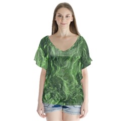 Geological Surface Background V-neck Flutter Sleeve Top by Nexatart