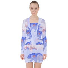 My Tribe,modern Art V-neck Bodycon Long Sleeve Dress by NouveauDesign