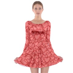 Background Hearts Love Long Sleeve Skater Dress by Nexatart