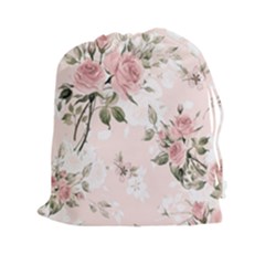 Pink Shabby Chic Floral Drawstring Pouches (xxl) by NouveauDesign