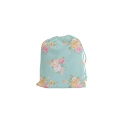Mint,shabby Chic,floral,pink,vintage,girly,cute Drawstring Pouches (xs)  by NouveauDesign