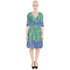 Knitted Wool Square Blue Green Wrap Up Cocktail Dress by snowwhitegirl