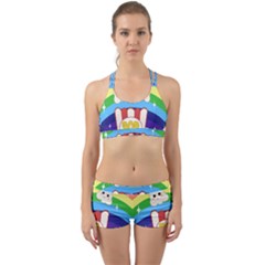 Cute Kawaii Popcorn Back Web Sports Bra Set by Valentinaart