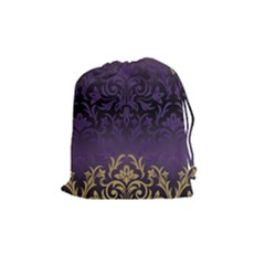 Art Nouveau,vintage,damask,gold,purple,antique,beautiful Drawstring Pouches (medium)  by NouveauDesign