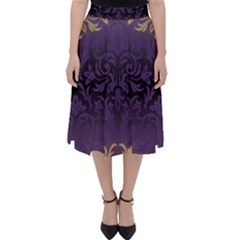 Art Nouveau,vintage,damask,gold,purple,antique,beautiful Folding Skater Skirt by NouveauDesign