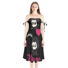 Cute Grim Reaper Shoulder Tie Bardot Midi Dress by Valentinaart