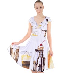Coffee And Milkshakes Cap Sleeve Front Wrap Midi Dress by KuriSweets